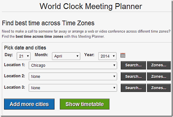 World Clock Meeting Planner