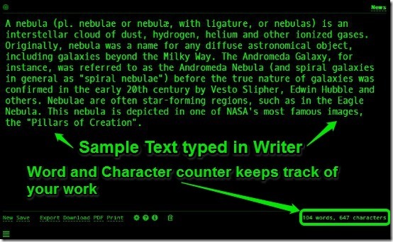 Writer - Sample text