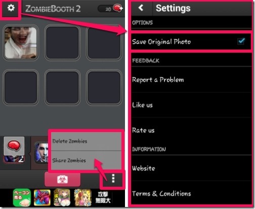 ZombieBooth 2-delete, settings