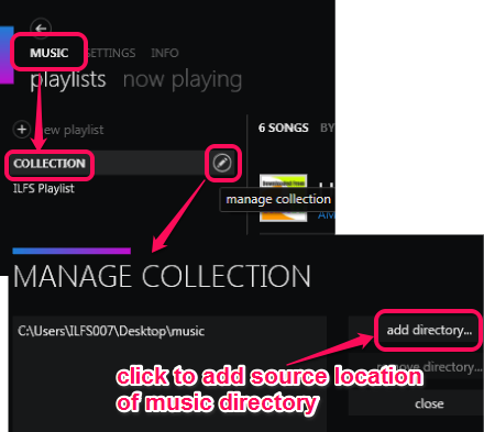 add music directory to collection