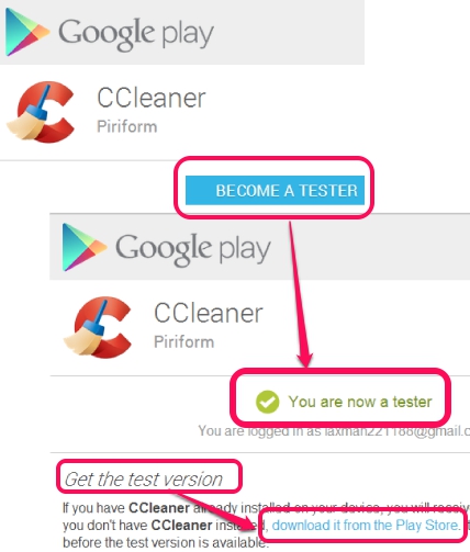 become a tester to install CCleaner test version