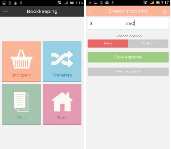 bookkeeping in fairshare for android