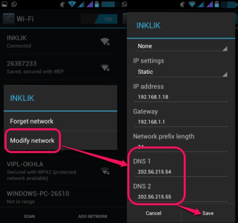 change Android DNS server