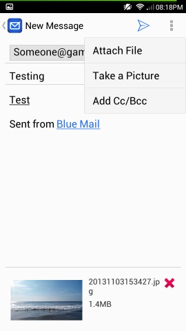 compose new email in blue email for android