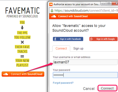 connect with your SoundCloud account