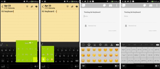 emoticons, emojis  in kii keyboard