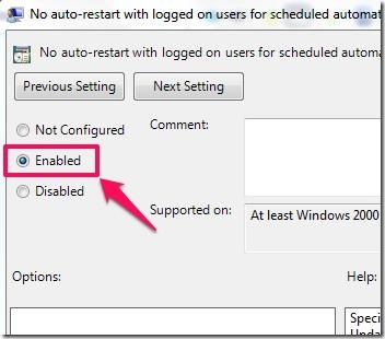 enable No auto-restart feature