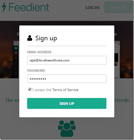 feedient signup