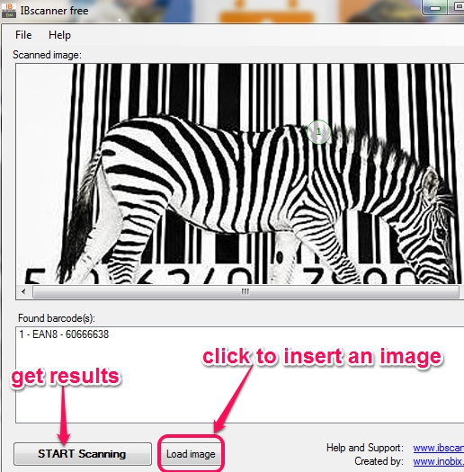 insert a barcode image to get results