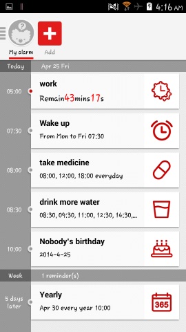 my alarms in alarm pro for android