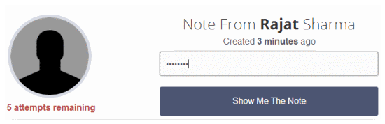 noteshred secure note public access screen