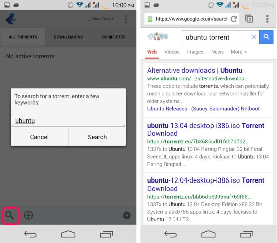 search in Vuze Torrent Downloader For Android