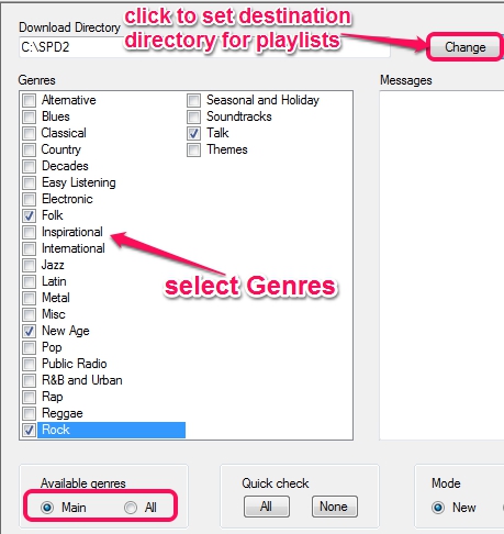 select genres and destination directory