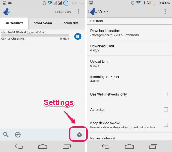 settings Vuze Torrent Downloader For Android