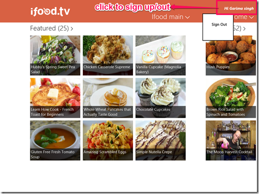 ifood.tv-sign up option