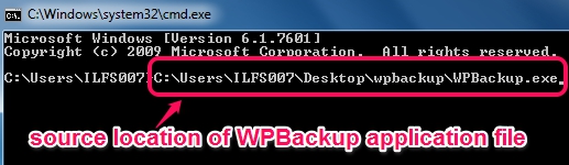 source path of WPBackup application file