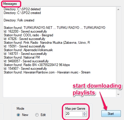 start downloading playlists