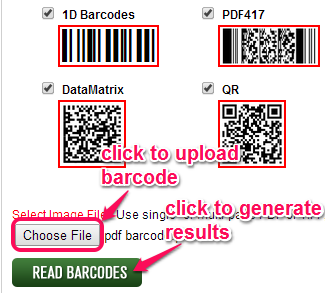 upload a barcode to generate results