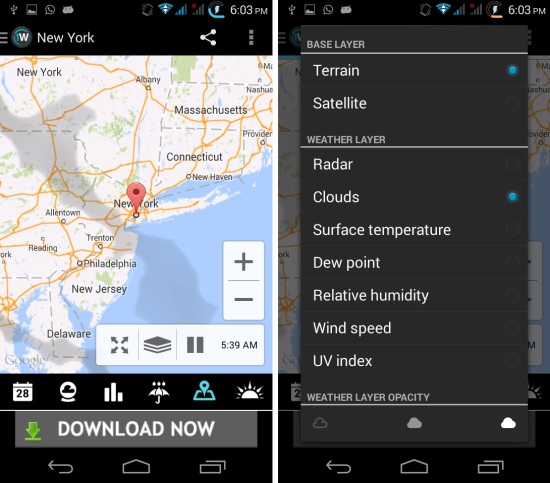 weather radar in 1weather for android