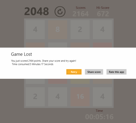 2048- Game result