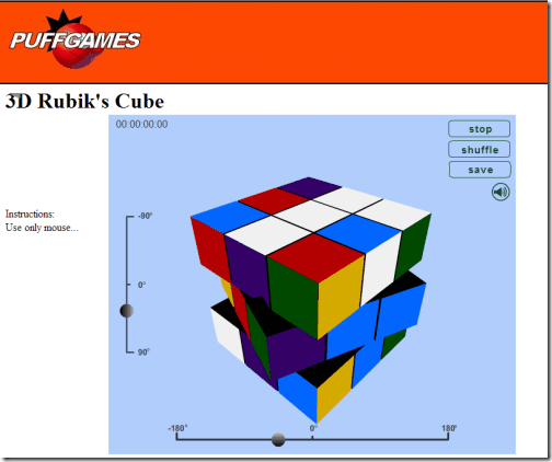 3D Rubik's Cube at PuffGames