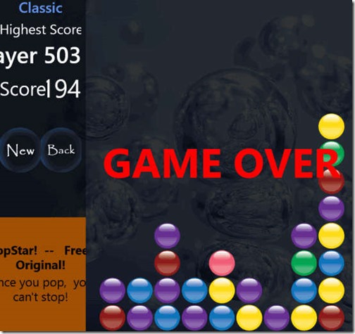 Bubble Burst-Game Over