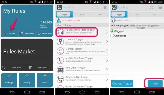 Creating rules in AutomateIt for Android (2)