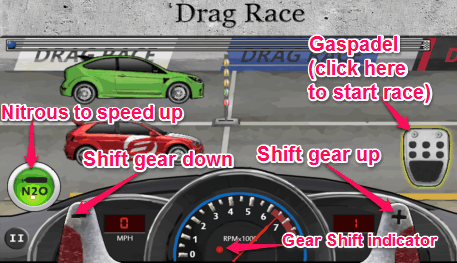 Drag Race Online - Onscreen Control