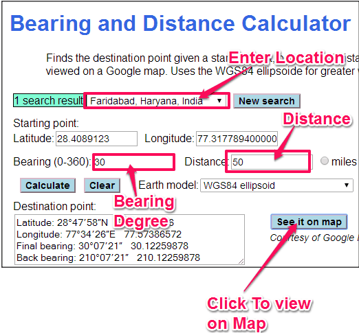 GeoMidpoint Bearing Calculator