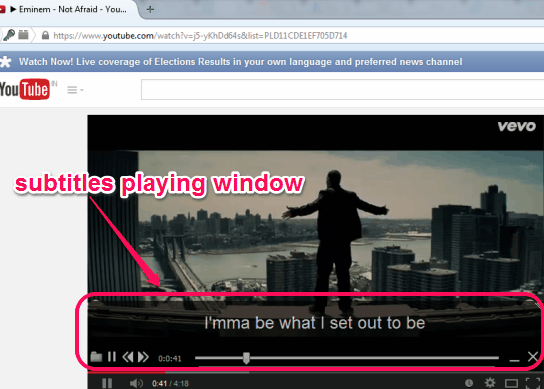 Greenfish Subtitle Player- subtitles playing window