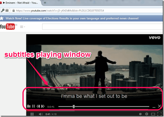 Greenfish Subtitle Player subtitles playing window