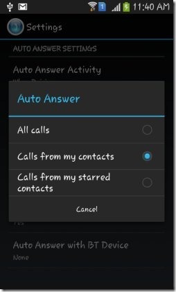 HandsFree Answer-contact options