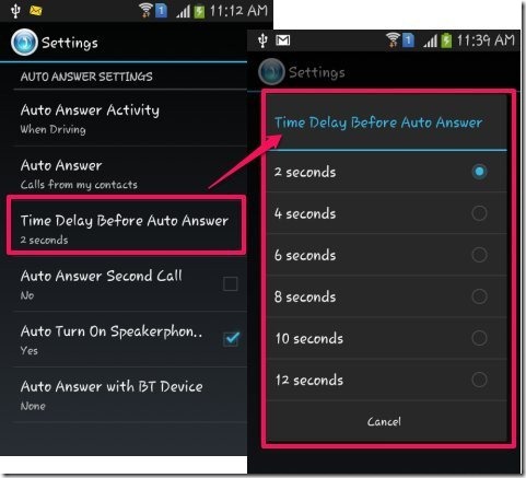 HandsFree Answer-settings