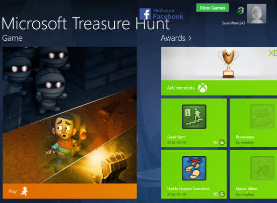 Microsoft Treasure Hunt-Home Screen