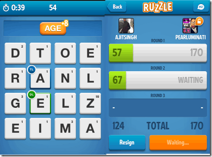 Playing Ruzzle