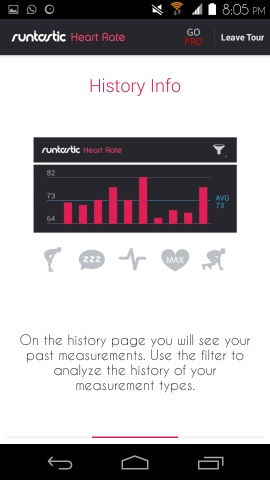Runtastic Heart Rate for Android history