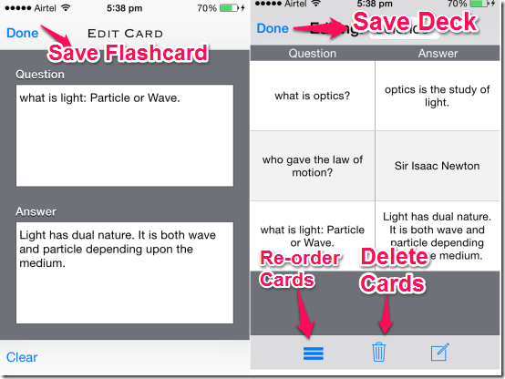 Saving Flashcards and Deck