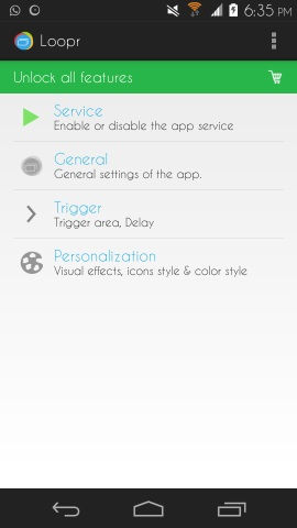 Settings in Loopr for Android