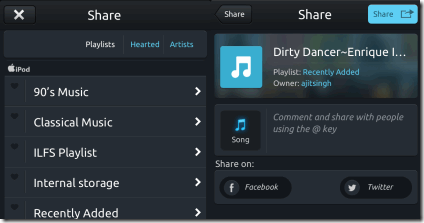 Shairng Playlists Using Listn