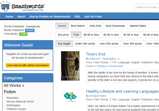 Smashwords- free eBooks online