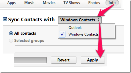 Syncing Contacts With iTunes