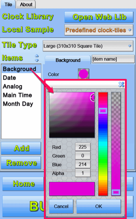 Tile Gadget- Background color