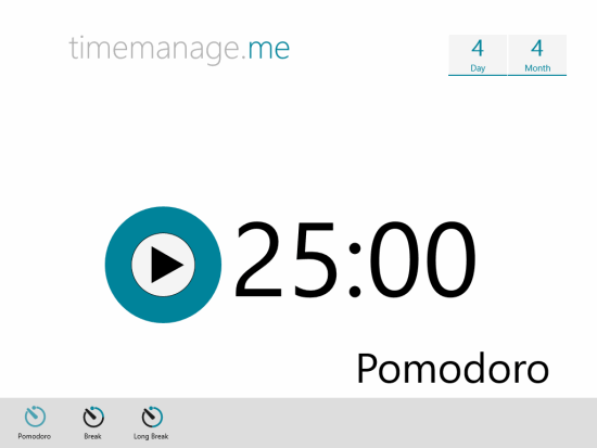 TimeManage.me-Main page