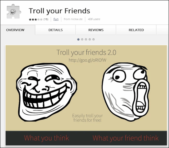 Troll your Friends extension Homepage