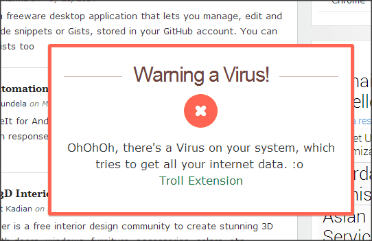 Troll your Friends extension Virus