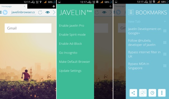 Using Javelin Browser for Android