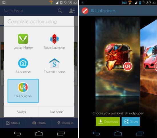 Using UR Launcher for Android