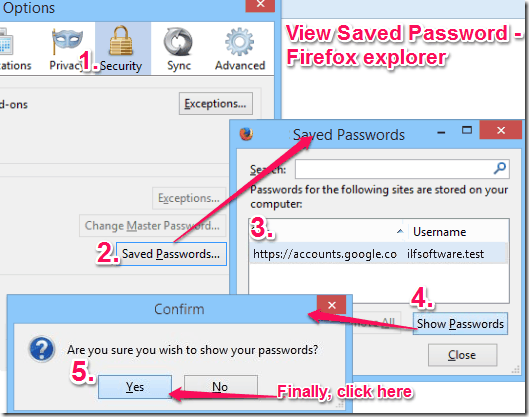 View Saved Password - Mozilla Firefox