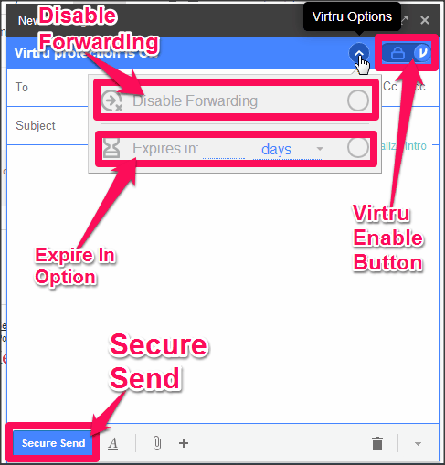 Virtru Send Secure Email Window
