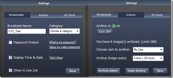 Webcam Broadcast Settings